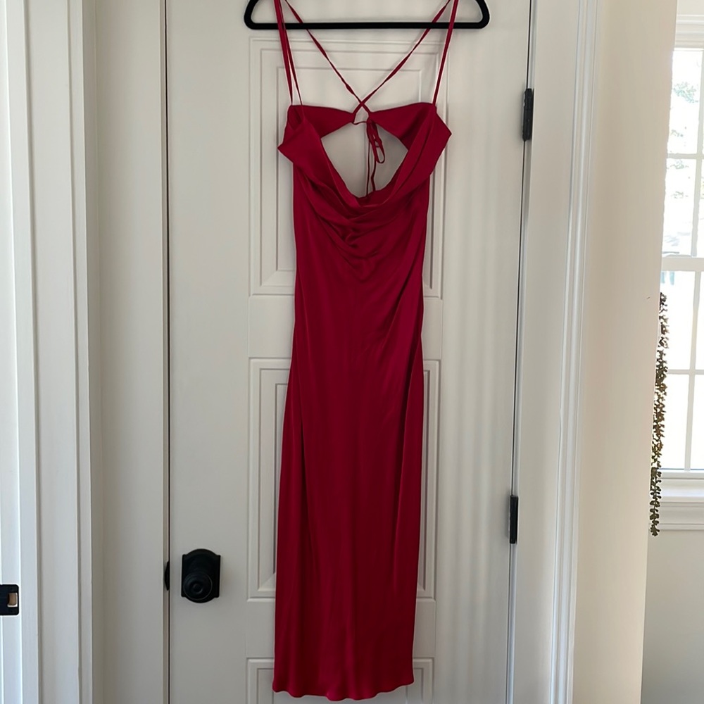 Red midi dress